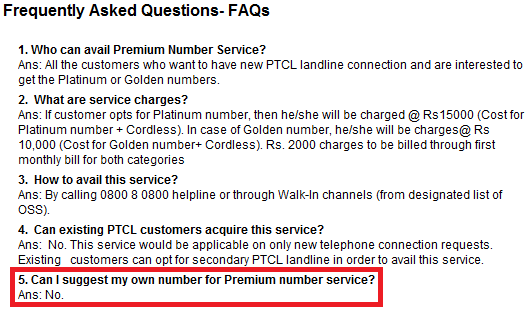 PTCL Premium Numbers FAQs