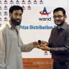 Manzar Khan (Left) won a diamond ring on valentine's day love meter contest of Warid.